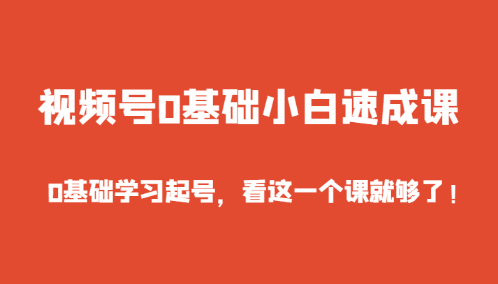 视频号0基础小白速成课，0基础学习起号，看这一个课就够了！-有术宝库