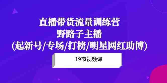 直播带货流量特训营，野路子主播(起新号/专场/打榜/明星网红助博)-有术宝库