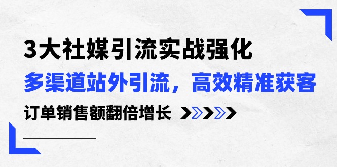 3大社媒引流实操强化，多渠道站外引流/高效精准获客/订单销售额翻倍增长-951博客