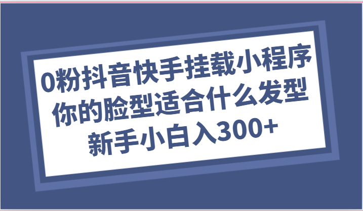 0粉抖音快手挂载小程序，你的脸型适合什么发型玩法，新手小白日入300+ -有术宝库