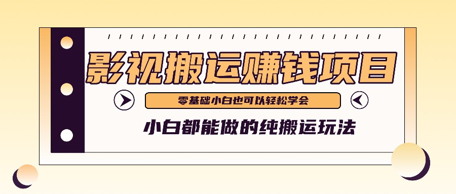 手把手教你操作影视搬运项目，小白都能做零基础也能赚钱-