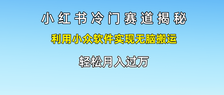 小红书冷门赛道揭秘,利用小众软件实现无脑搬运，轻松月入过万-有术宝库