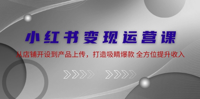 小红书变现运营课：从店铺开设到产品上传，打造吸睛爆款 全方位提升收入-创业项目论坛-资源分享-6协议-村兔网