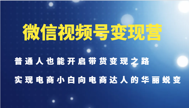 微信视频号变现营-普通人也能开启带货变现之路，实现电商小白向电商达人的华丽蜕变-6协议-村兔网