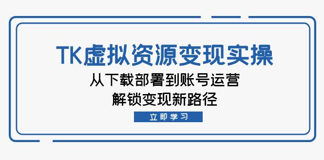 TK虚拟资源变现实操：从下载部署到账号运营，解锁变现新路径_酷乐网