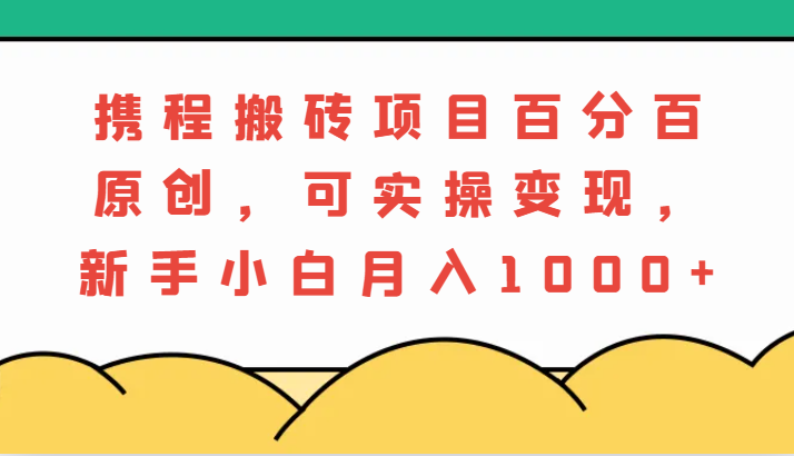 携程搬砖项目，百分百原创，可实操变现，新手小白月入1000+_酷乐网