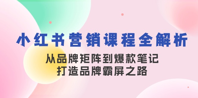 小红书营销课程全解析，从品牌矩阵到爆款笔记，打造品牌霸屏之路-创业项目论坛-资源分享-6协议-村兔网