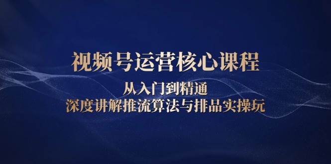 视频号运营核心课程，从入门到精通，深度讲解推流算法与排品实操玩-富业网创