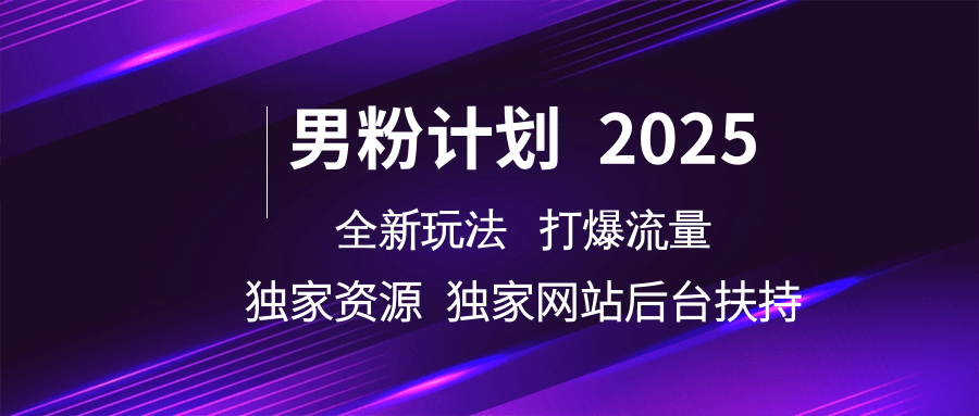 男粉计划2025  全新玩法打爆流量 独立网站 独立资源后台扶持-富业网创