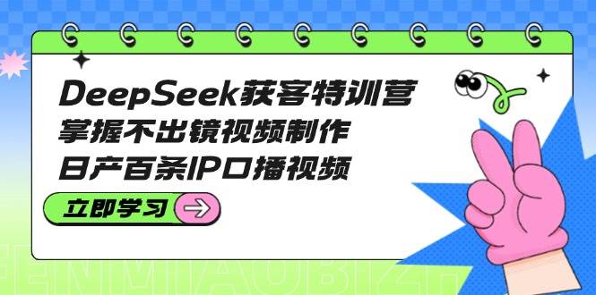 DeepSeek获客特训营：掌握不出镜视频制作，日产百条IP口播视频-创业项目论坛-资源分享-6协议-村兔网