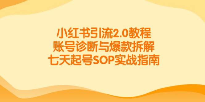 小红书引流2.0教程，账号诊断与爆款拆解，七天起号SOP实战指南_陌咲网