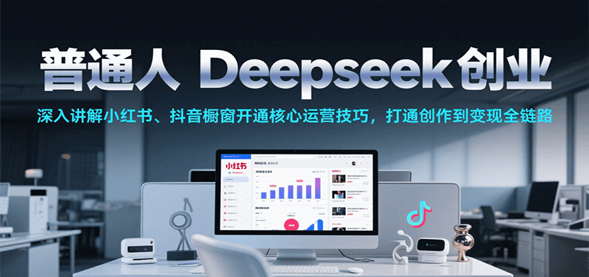 普通人Deepseek创业，小红书、抖音橱窗开通核心运营技巧，打通创作到变现全链路_酷乐网