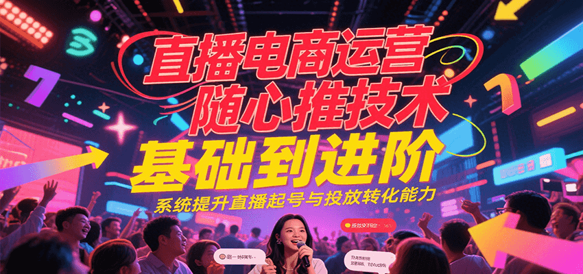 直播电商运营随心推投放技术基础到进阶，系统提升直播起号与投放转化能力_酷乐网