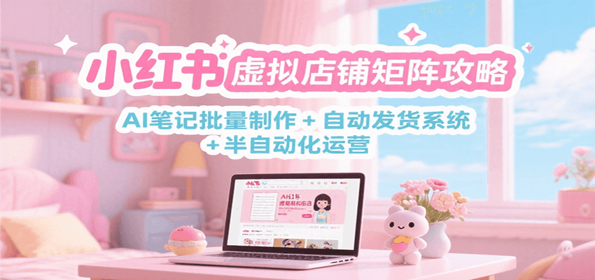小红书虚拟店铺矩阵攻略：AI笔记批量制作 + 自动发货系统 + 半自动化运营_酷乐网