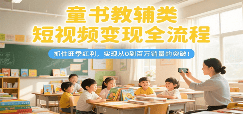 童书教辅类短视频变现全流程，抓住旺季红利，实现从0到百万销量的突破！_酷乐网