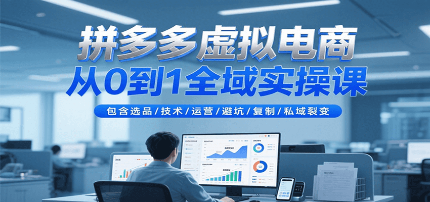 拼多多虚拟电商从0到1全域实操课，包含选品/技术/运营/避坑/复制/私域裂变_酷乐网