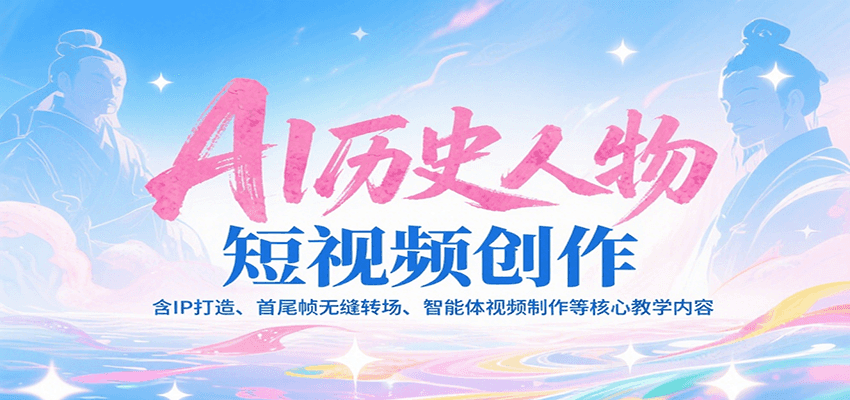 AI历史人物短视频创作，含IP打造、首尾帧无缝转场、智能体视频制作等核心教学内容_酷乐网