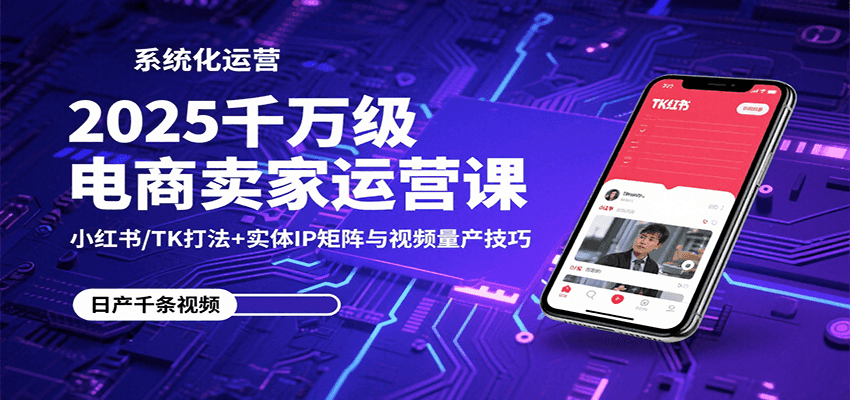2025千万级电商卖家运营课：小红书/TK打法+实体IP矩阵与视频量产技巧-951博客