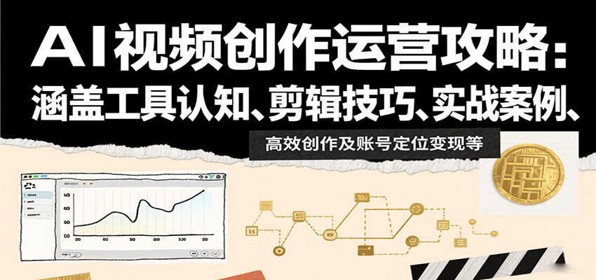 AI视频创作运营攻略：涵盖工具认知、剪辑技巧、实战案例、高效创作及账号定位变现等887 作者:福缘创业网 帖子ID:117844 