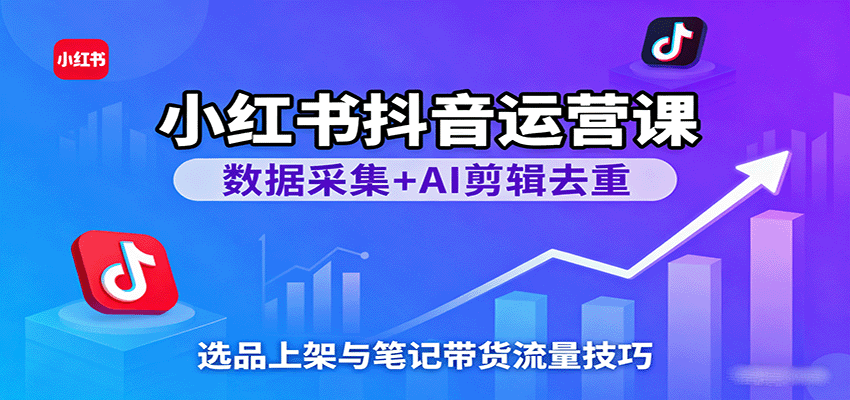 小红书抖音运营课：数据采集+AI剪辑去重，选品上架与笔记带货流量技巧-951博客