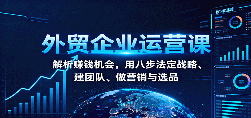 外贸企业运营课：解析赚钱机会，用八步法定战略、建团队、做营销与选品_酷乐网