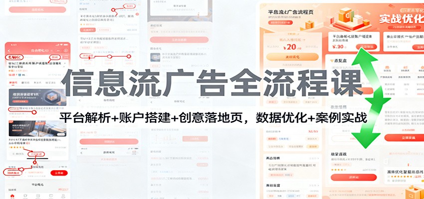 信息流广告全流程课：平台解析+账户搭建+创意落地页，数据优化 + 案例实战(图文)