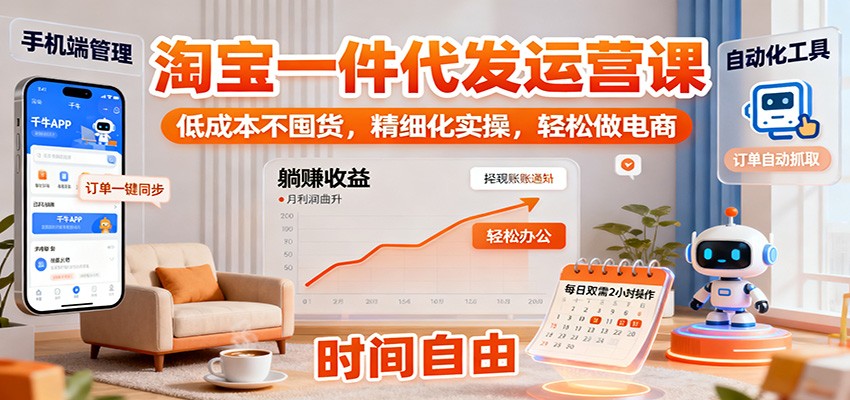 淘宝一件代发运营课：低成本不囤货，精细化实操，轻松做电商_酷乐网