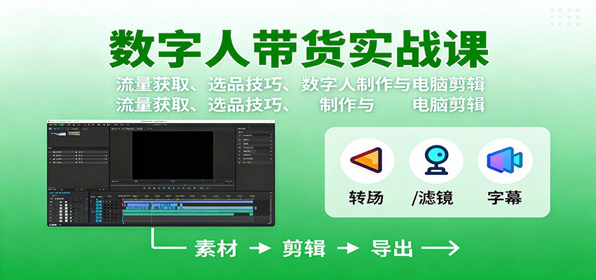 数字人变现实战课:流量获取、选品技巧、数字人制作与电脑剪辑_酷乐网