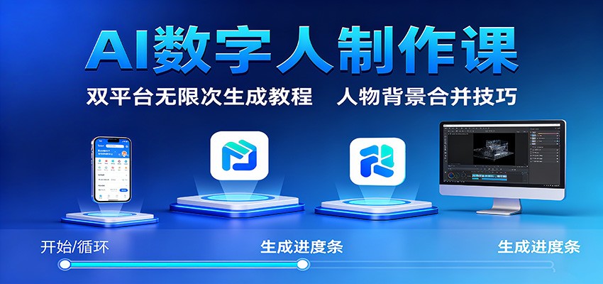 AI数字人制作课:双平台无限次生成教程,人物背景合并技巧_酷乐网