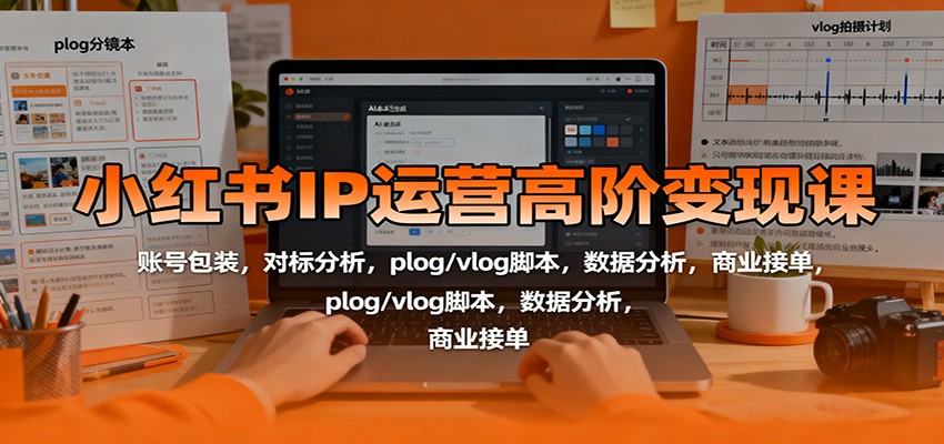 小红书IP运营高阶变现课:账号包装,对标分析,plog/vlog脚本,数据分析,商业接单_酷乐网