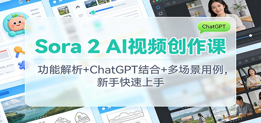 Sora 2 AI视频创作课：功能解析+ChatGPT结合+多场景用例，新手快速上手_酷乐网
