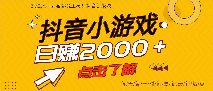 5年爆火的抖音小游戏项目,一部手机日入2000+-951博客