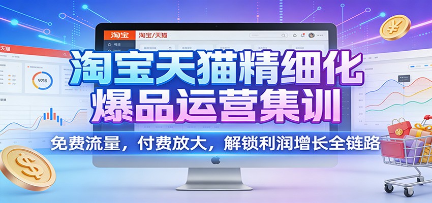 淘宝天猫精细化爆品运营集训:免费流量,付费放大,解锁利润增长全链路_酷乐网