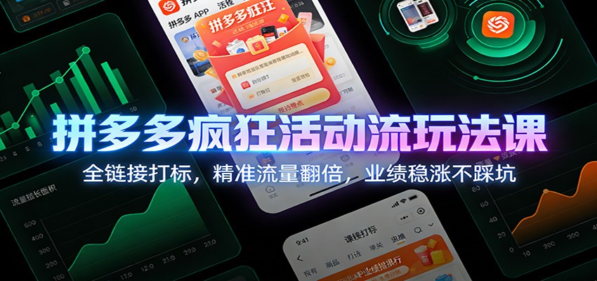 拼多多疯狂活动流玩法课：全链接打标，精准流量翻倍，业绩稳涨不踩坑_酷乐网
