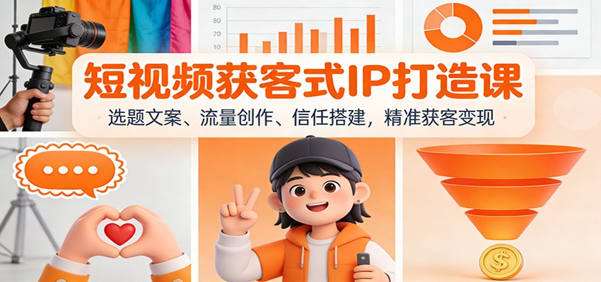 短视频获客式IP打造课：选题文案、流量创作、信任搭建，精准获客变现_酷乐网