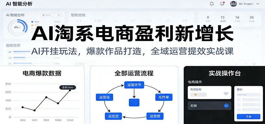 AI淘系电商盈利新增长，AI开挂玩法，爆款作品打造，全域运营提效实战课_酷乐网