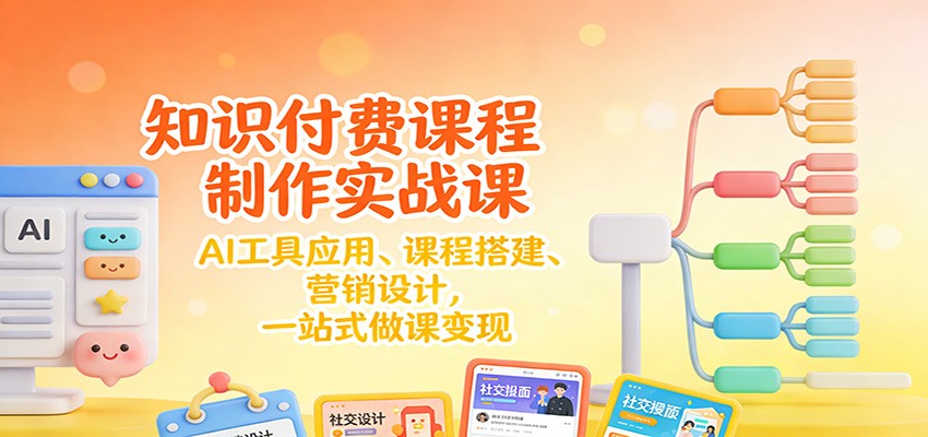 知识付费课程制作实战课：AI工具应用 、课程搭建、营销设计，一站式做课变现_酷乐网