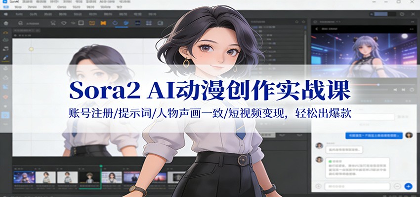 Sora2 AI动漫创作实战课：账号注册/提示词/人物声画一致/短视频变现，轻松出爆款_酷乐网