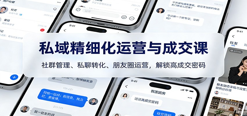 私域精细化运营与成交课：社群管理、私聊转化、朋友圈运营，解锁高成交密码_酷乐网