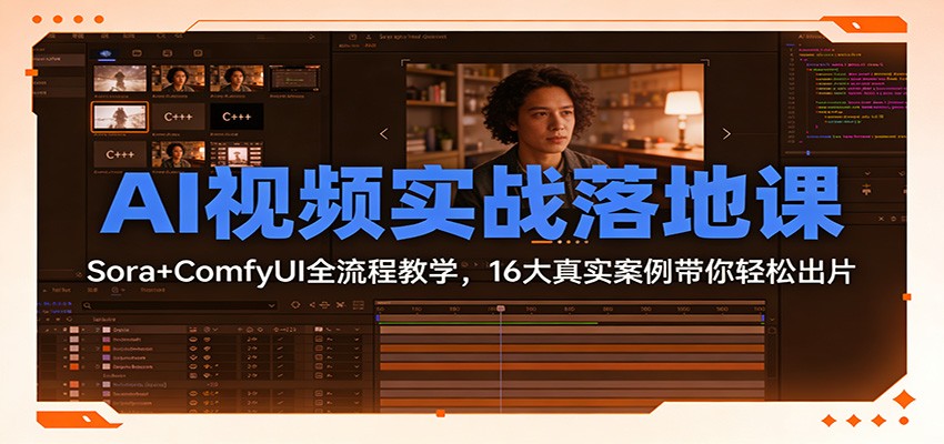 AI视频实战落地课：Sora+ComfyUI全流程教学，16大真实案例带你轻松出片_酷乐网