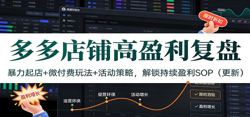 多多店铺高盈利复盘：暴力起店+微付费玩法+活动策略，解锁持续盈利SOP（更新）_酷乐网
