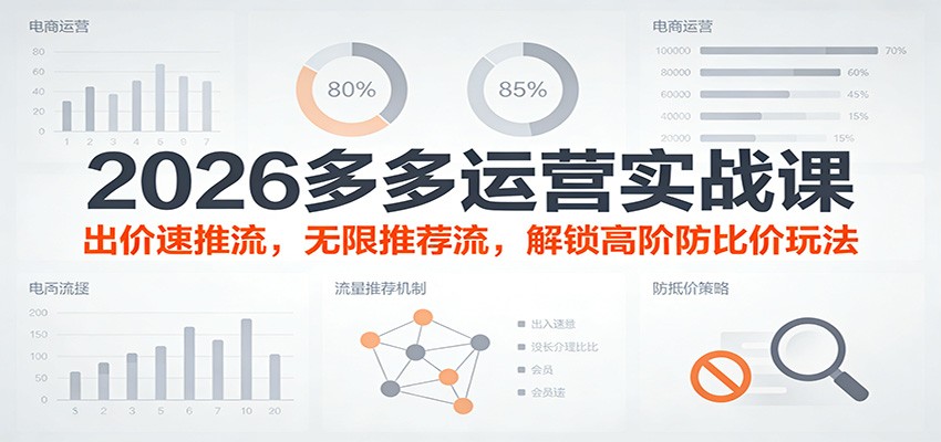 2026多多运营实战课：出价速推流，无限推荐流，解锁高阶防比价玩法（更新）_酷乐网