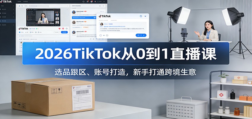 2026TikTok从0到1直播课：选品跟区、账号打造，新手打通跨境生意_酷乐网