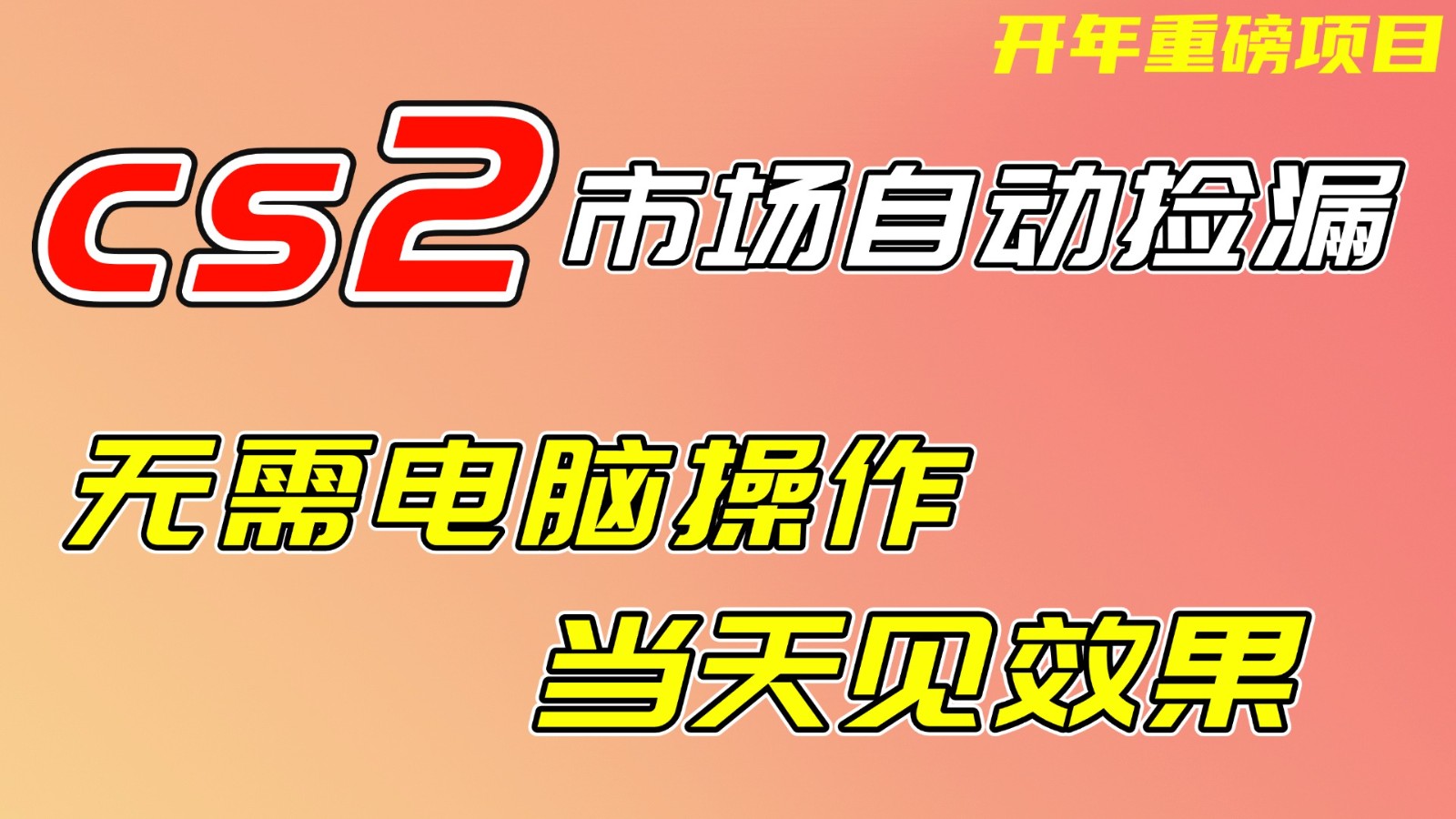 CS2市场挂机项，无需电脑操作，无需进入游戏，当天见效果，支持任何形式验证-951博客