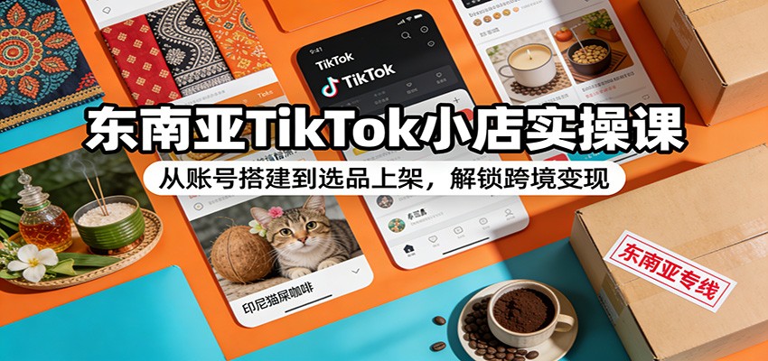 东南亚TikTok小店实操课:从账号搭建到选品上架,解锁跨境变现_酷乐网