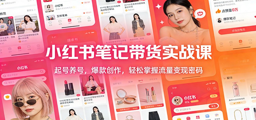小红书笔记带货实战课：起号养号，爆款创作，轻松掌握流量变现密码_酷乐网