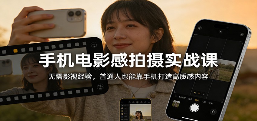 手机电影感拍摄实战课:无需影视经验,普通人也能靠手机打造高质感内容_酷乐网