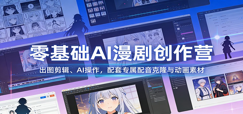零基础AI漫剧创作营:出图剪辑、AI操作,配套专属配音克隆与动画素材_酷乐网