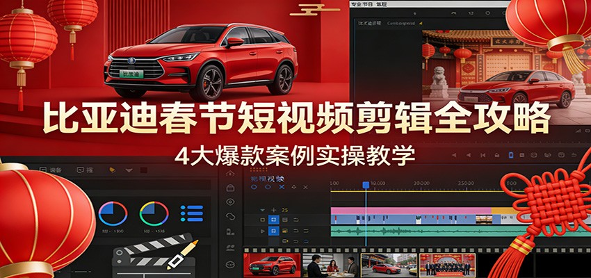 比亚迪春节短视频剪辑全攻略，4大爆款案例实操教学_酷乐网