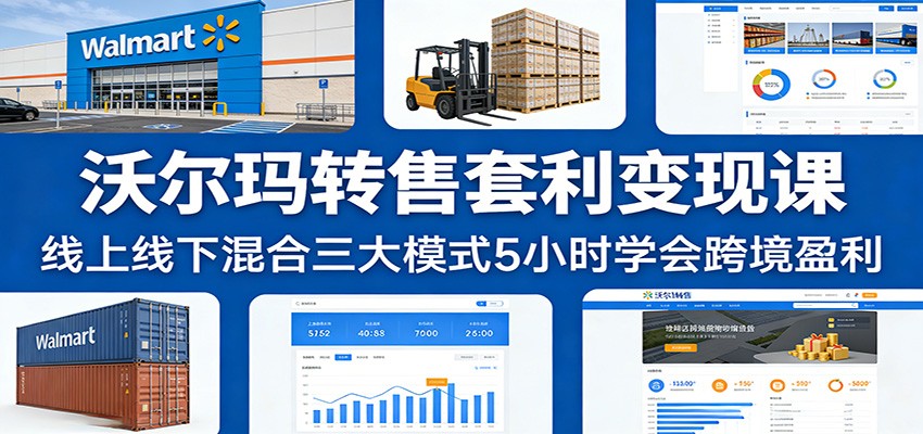沃尔玛转售套利变现课:线上线下混合三大模式5小时学会跨境盈利-951博客
